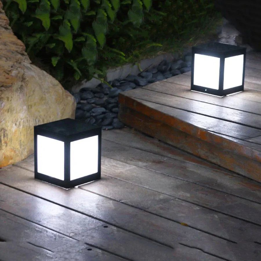 Waterproof solar-powered LED garden light in one of four styles, for wall or landscape use.