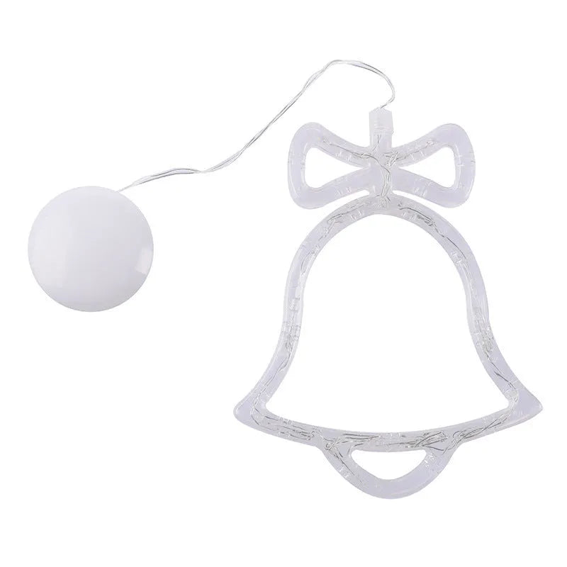 Christmas LED decorative light with suction cup showing Santa Claus, elk and snowman designs on window