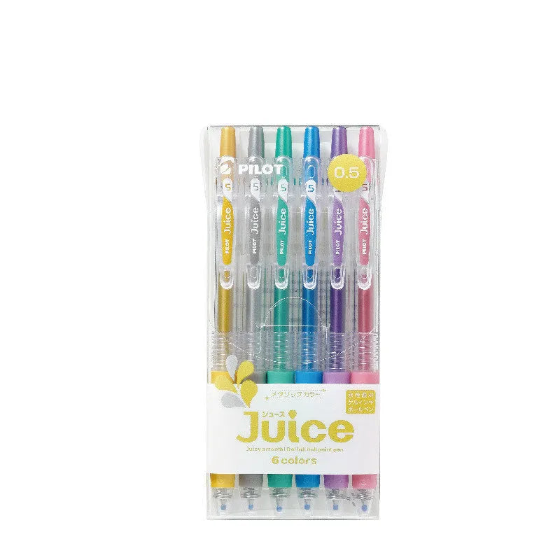 Baiguole brand gel pen with 0.5mm tip shown in metallic gold, classic blue, and soft pastel pink colour options