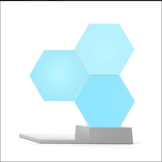 Smart home quantum lamp with controller and three colourful light blocks for indoor use
