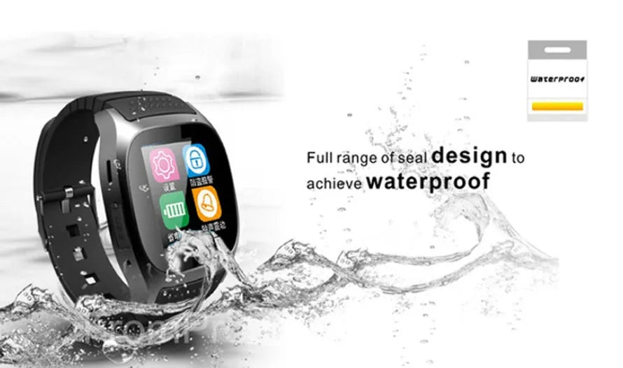 Bluetooth smart sports watch compatible with iPhone and Android in black, white or blue colours