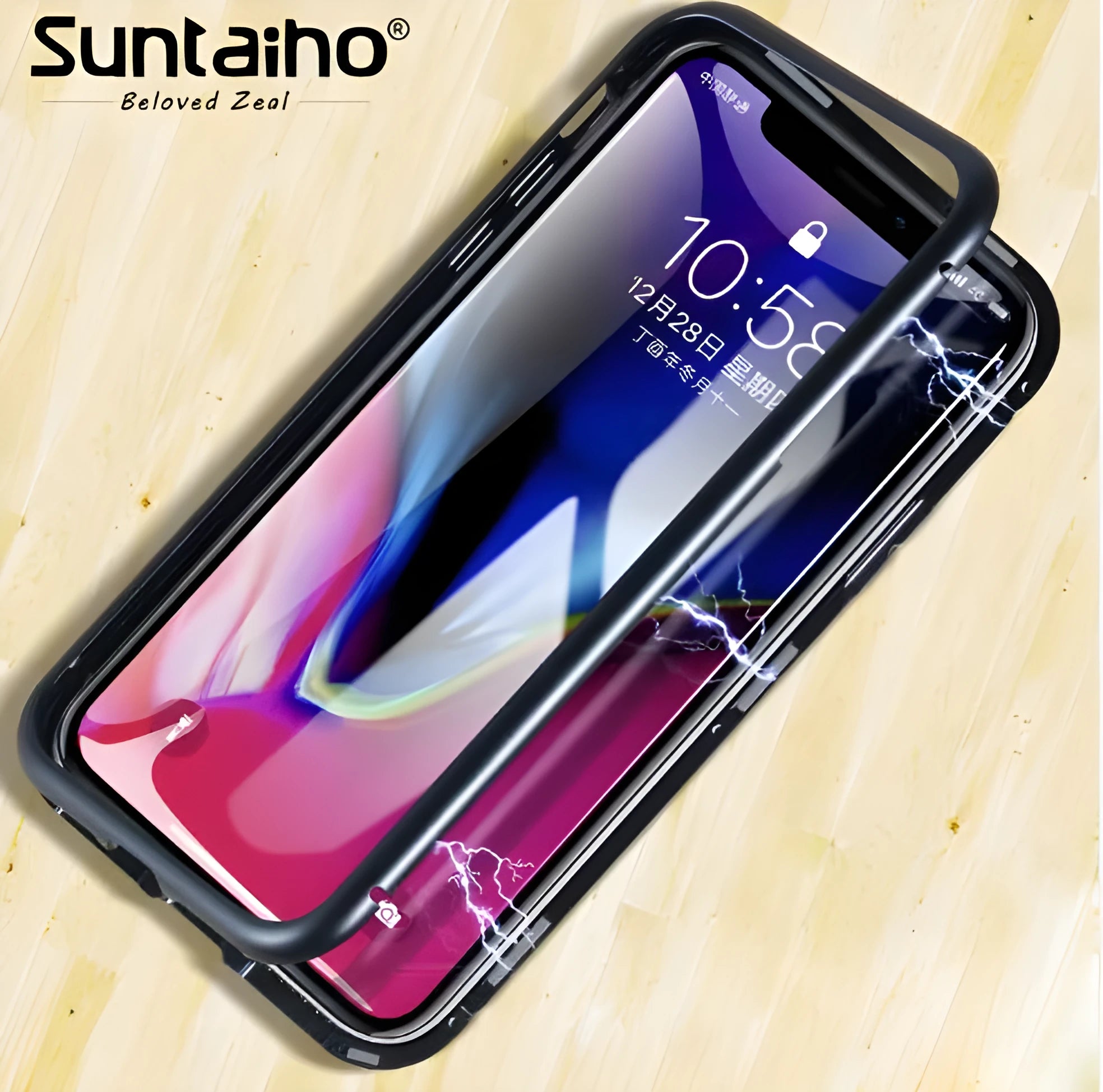 Magnetic adsorption iPhone case with tempered glass back in various colour options