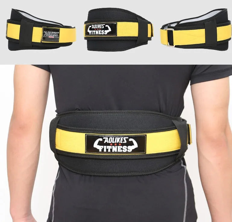 Nylon fitness weightlifting waistband for adults in black, red, or yellow