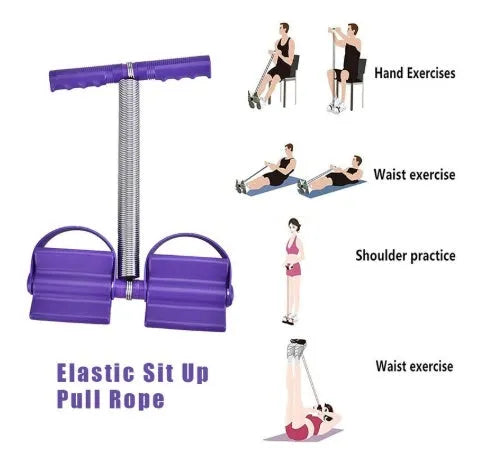 Purple spring pedal puller resistance training tool, 52 x 38 x 30 cm, with spring steel and plastic construction