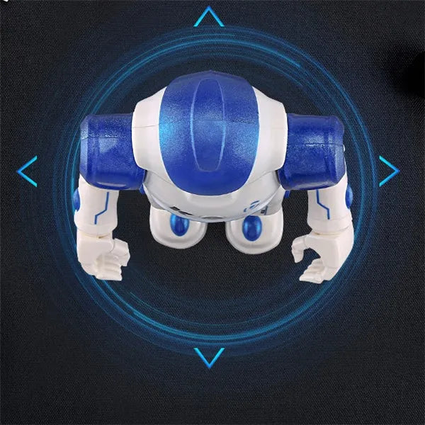 Remote control toy smart robot in blue with gesture sensing, dance, and eye lights