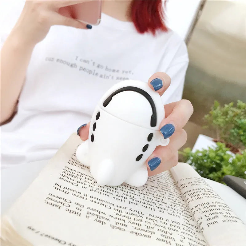 Cartoon airplane silicone flip case for AirPods 1st and 2nd generation with carrying hook