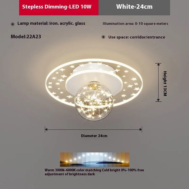 Modern ceiling lamp with three-colour LED lighting for corridors and hallways