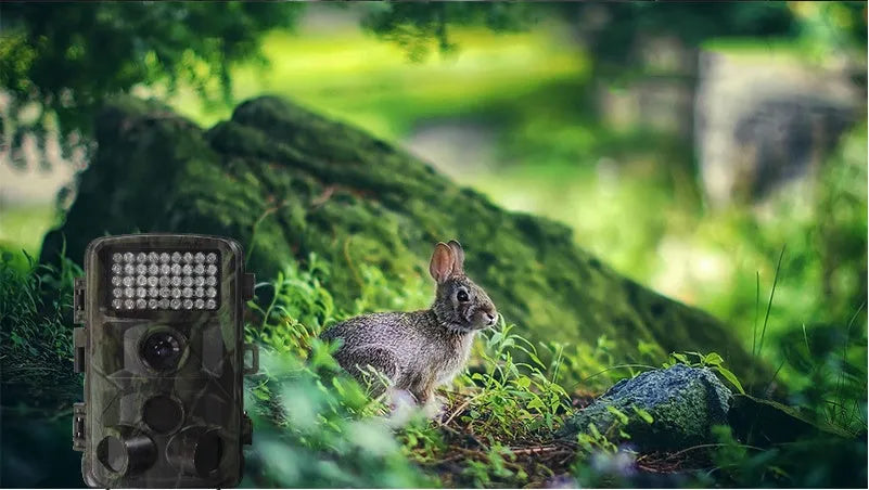 Wild hunting camera in Military Green with 2.0 inch LCD, HD 1080p, 12x optical zoom, and MicroSD slot