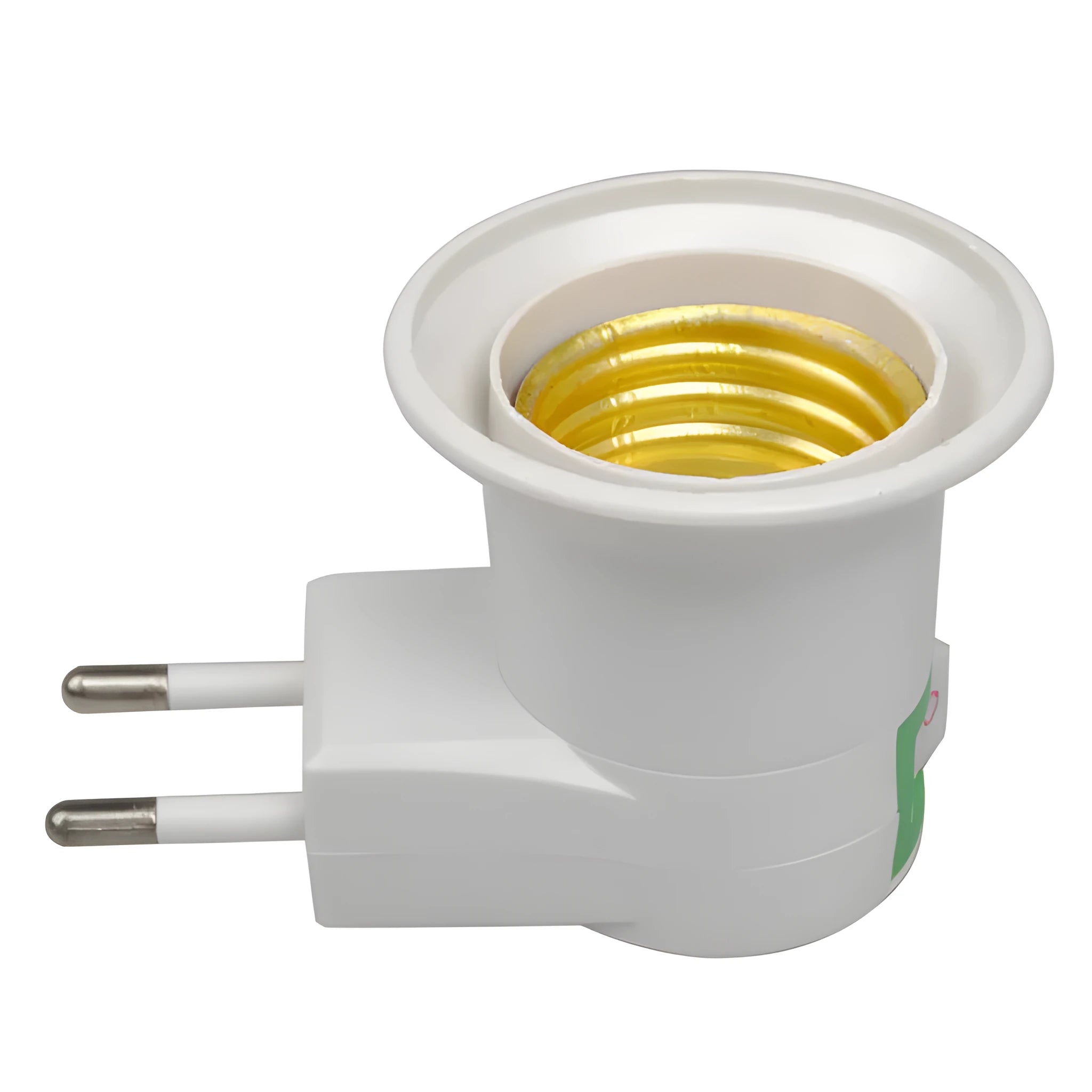 White plug-in E27 lamp holder with on/off switch for wall sockets