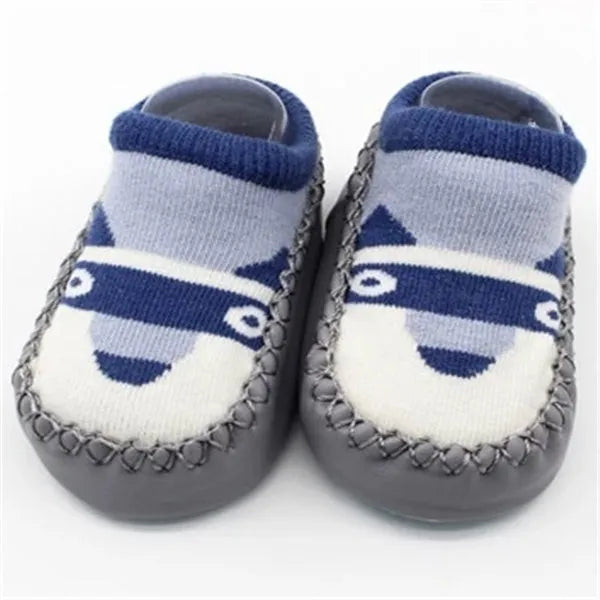 Baby anti-slip floor socks combed cotton jacquard 11cm pink cartoon pattern