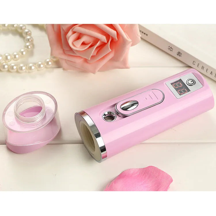 Nano spray water meter in white or pink, 35 ml capacity, 4.6 x 13.5 cm facial mist sprayer