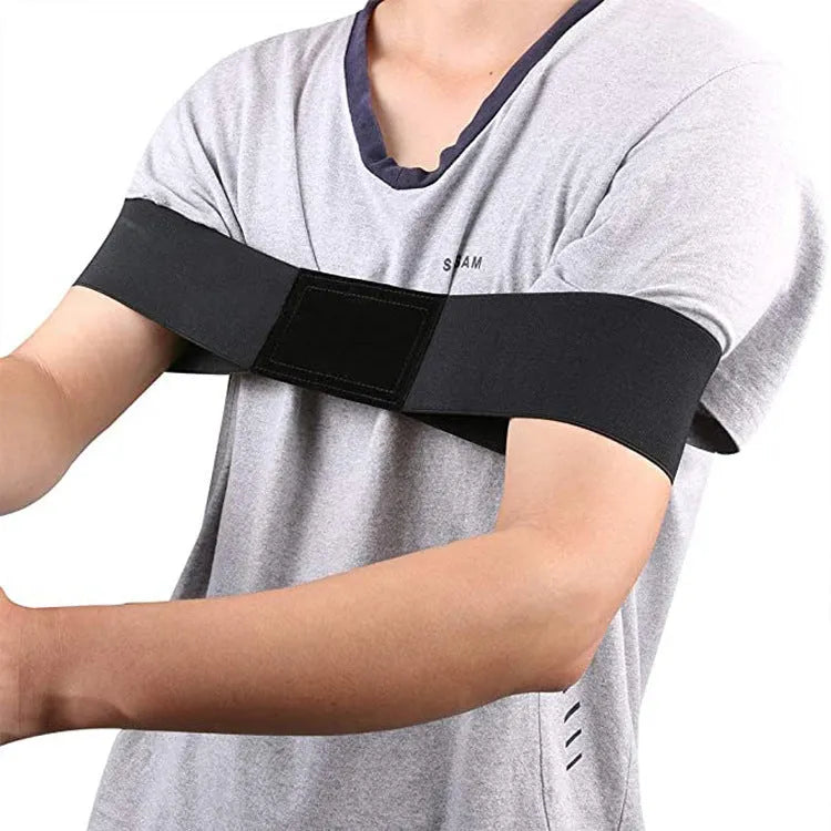 Black golf hand movement correction belt, elastic band, 80x350mm, portable training aid for golf swing practice.