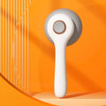 Blue and white pet grooming brush with self-cleaning slicker comb for cats and dogs