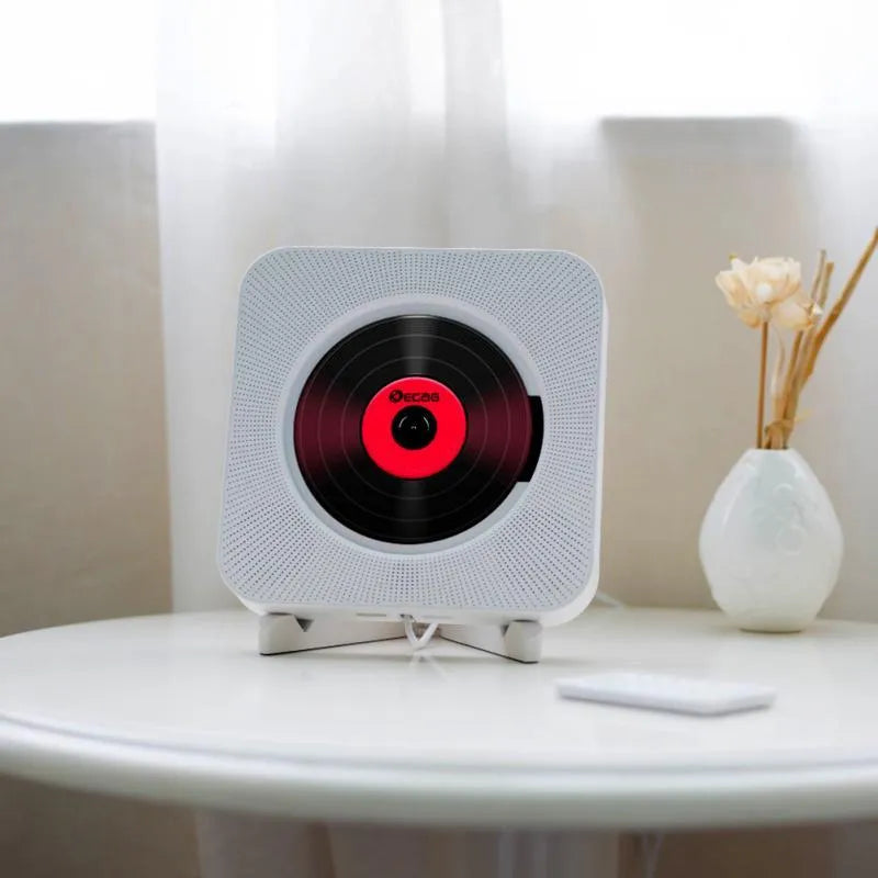 Compact portable CD player with Bluetooth and USB, 18.9cm square, ABS housing, remote control included