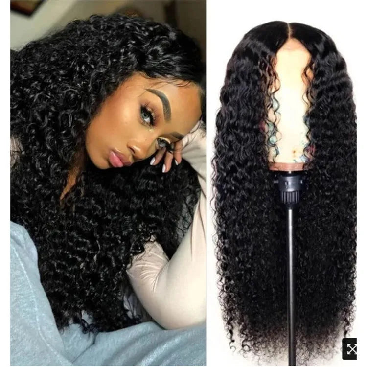 Wave high temperature silk African wig in black, machine-made, available in lengths from 12 to 28 inches