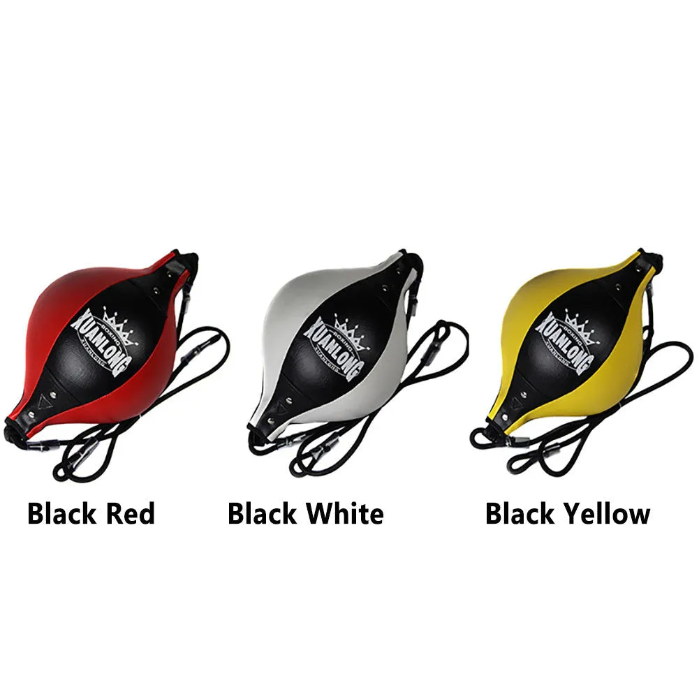 Adult professional boxing speed ball in black red, PU leather, 170cm hanging rope, 30x15cm ball