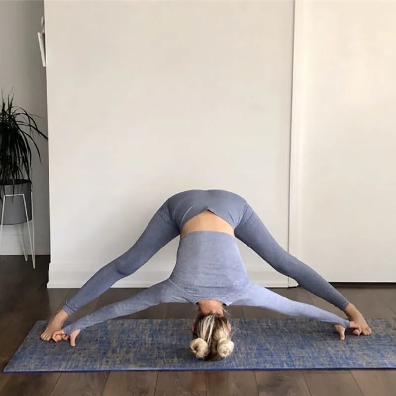 Anti-slip sports yoga mat in black, blue, purple, wine red or yellow, PVC and linen, 183 x 61 x 0.5 cm