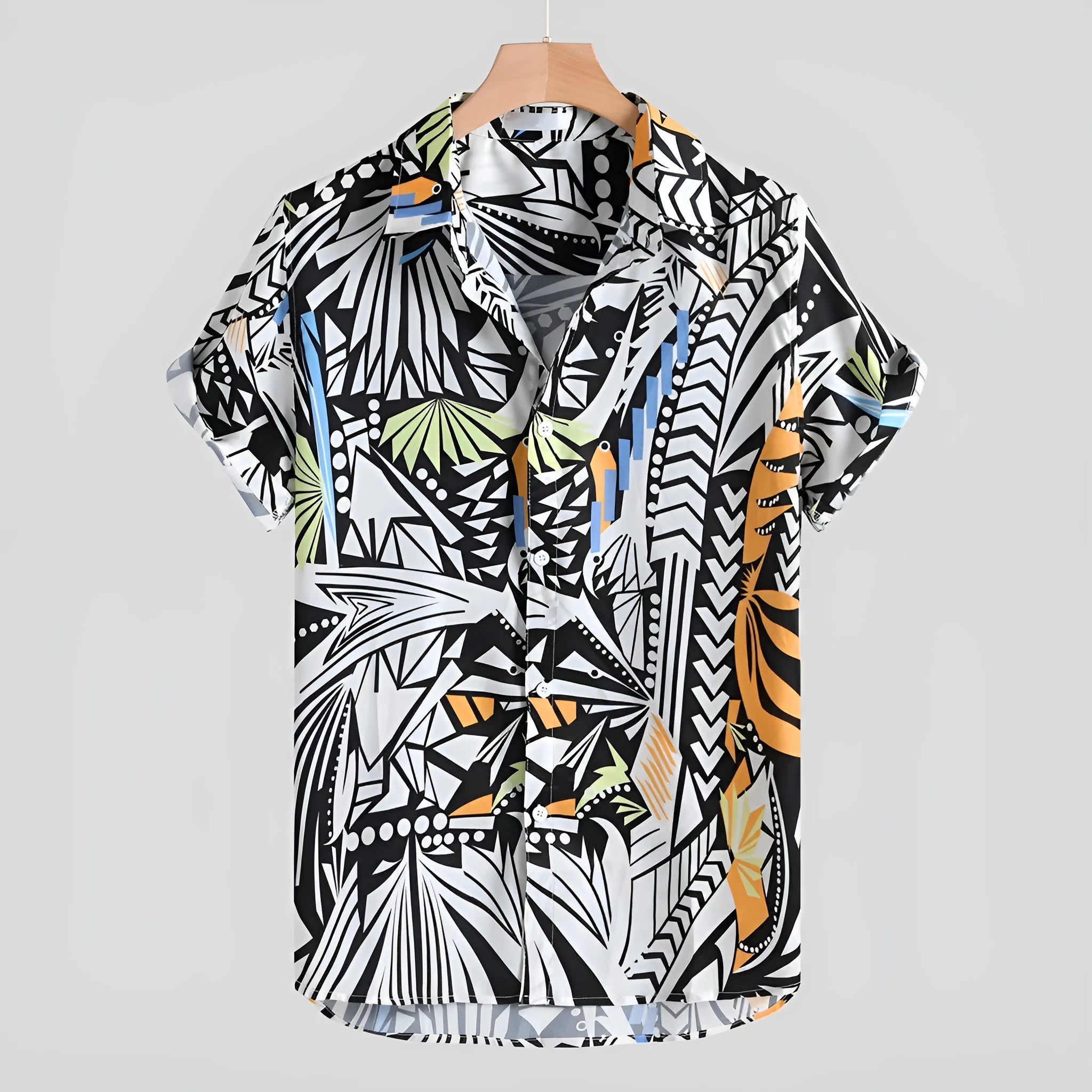 Hawaiian casual shirt streetwear cardigan with loose fit lapel collar available in Blue Red Yellow sizes M to 3XL