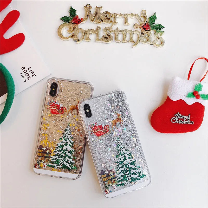 Quicksand shell phone case with camouflage pattern for iPhone and Samsung in various colours