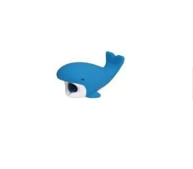 iPhone Lightning cable protector in an animal design, shown on the end of a charging cable.