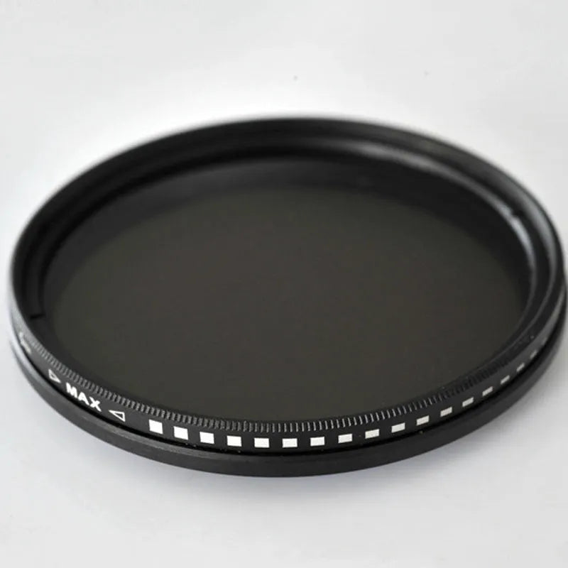 Set of four multi-diameter camera ND lens filters for light reduction and exposure control.