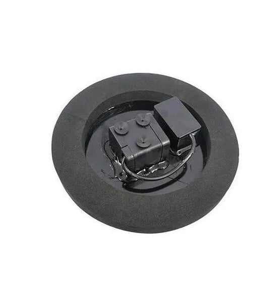 Black solar-powered water fountain pump with four spray nozzles for garden ponds
