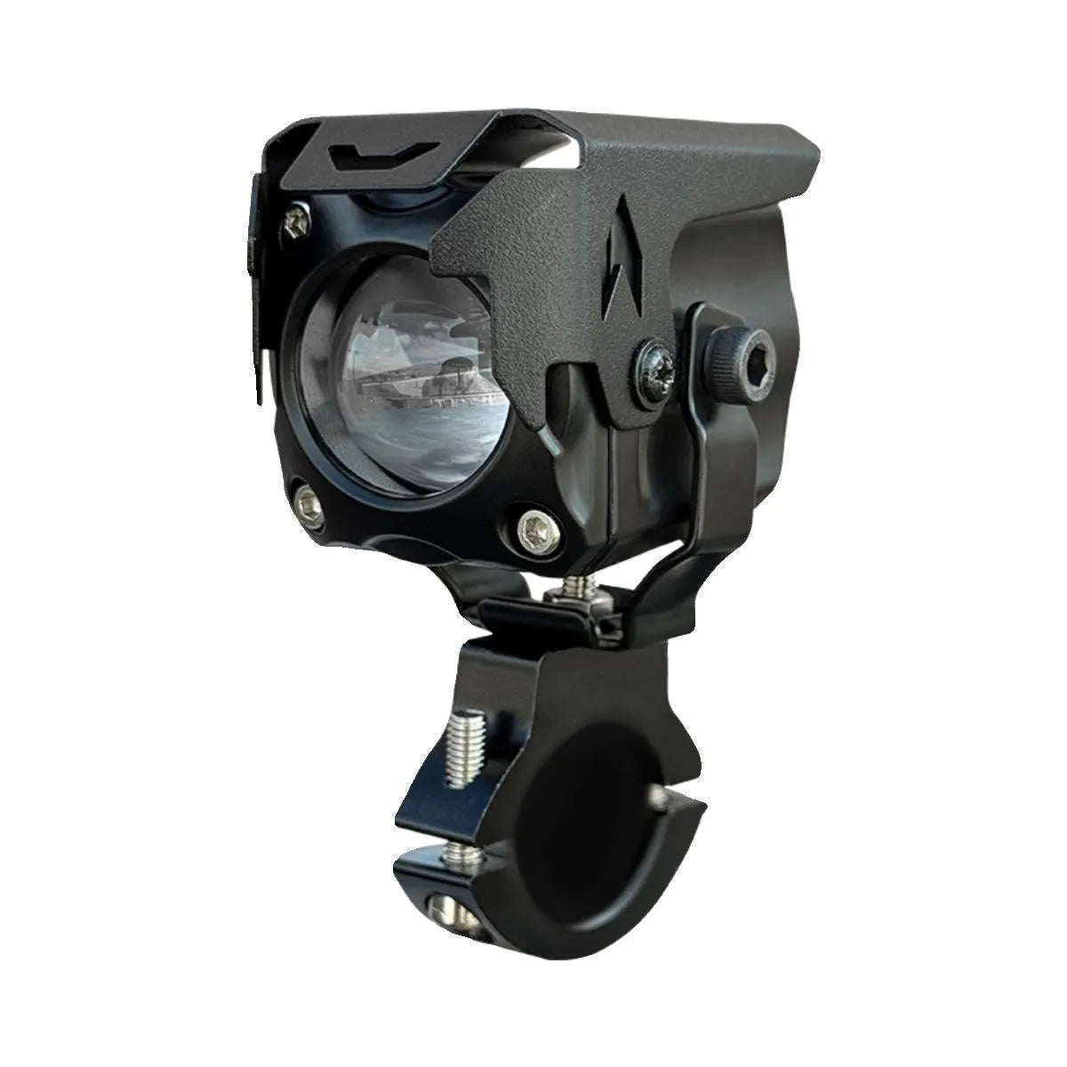 Motorcycle LED spotlight pair with wiring and mounting brackets for vehicle modification