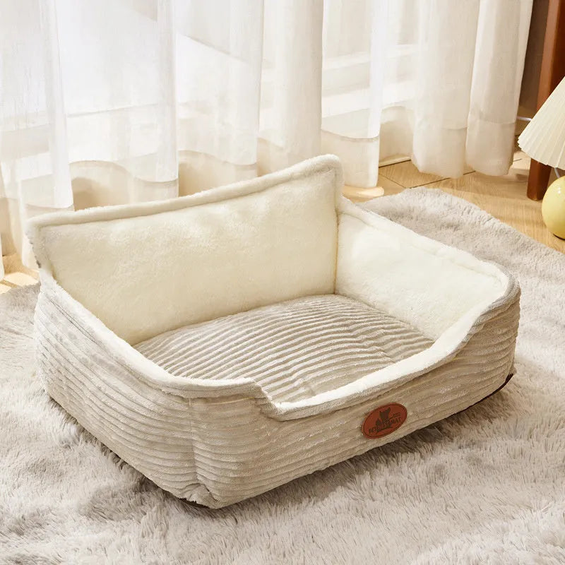 Removable washable pet bed cushion for small medium dogs cats in coffee or white colour