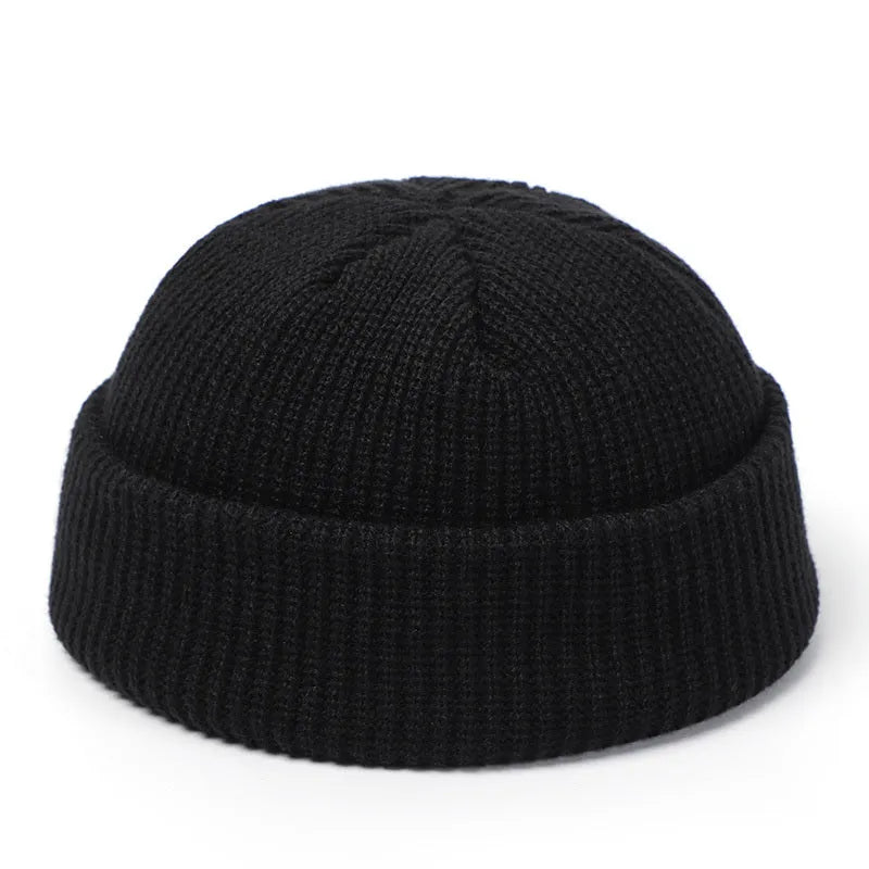 Knitted wool hat in black, claret red, grey, pink, red, white and yellow
