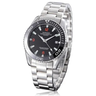 Men's automatic mechanical watch with 42mm stainless steel dial and strap, calendar window, luminous hands