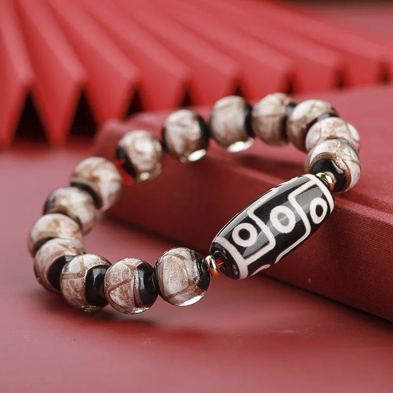 Chinese style coloured glaze bracelet with snake lucky beads in colourful glaze finish
