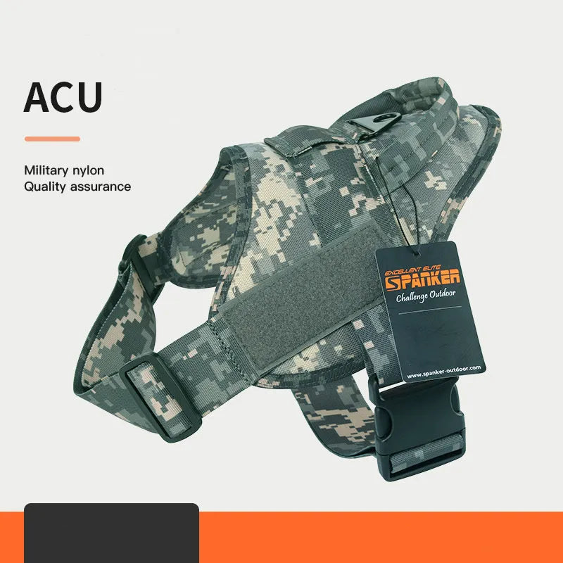 Large medium dog harness made from 1050D nylon with UTX buckle and adjustable straps in black