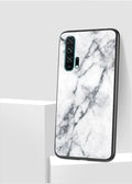 Honor 20 Pro in a black marble anti-fall phone case with tempered glass back and silicone edges.