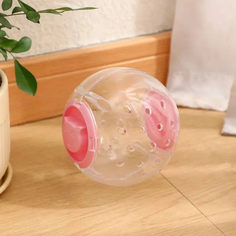 Blue ABS plastic slow feeder ball for dogs and cats measuring 11.5cm in diameter