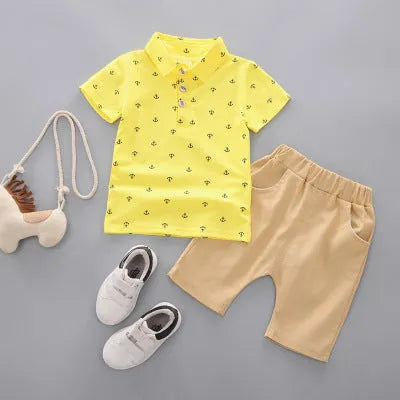 Anchor print cotton children's playsuit in multiple colours for toddlers aged 1-3 years