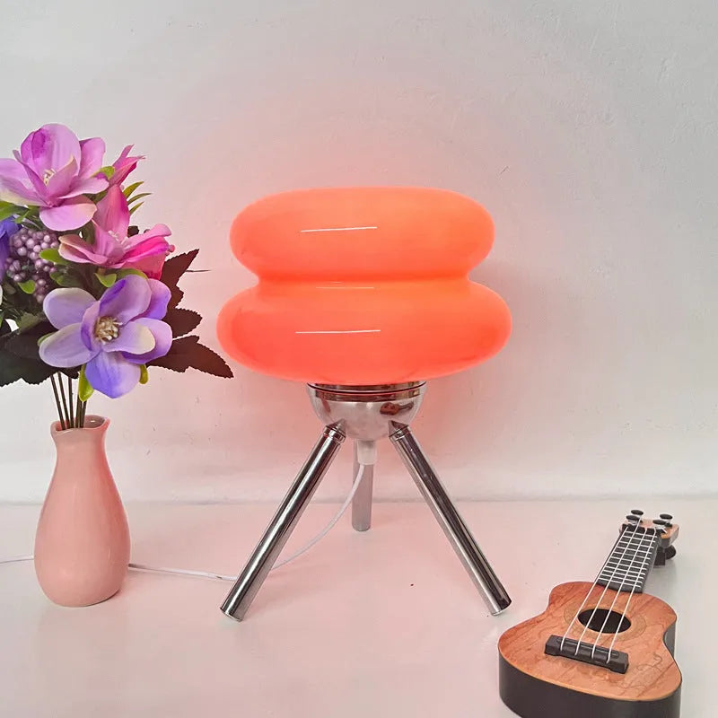 Geometric glass desk lamp in modern minimalist style with multiple colour options