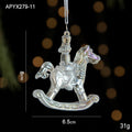 Transparent acrylic and plastic Christmas hanging decorations in snowflake, elk, icicle, and garland designs.