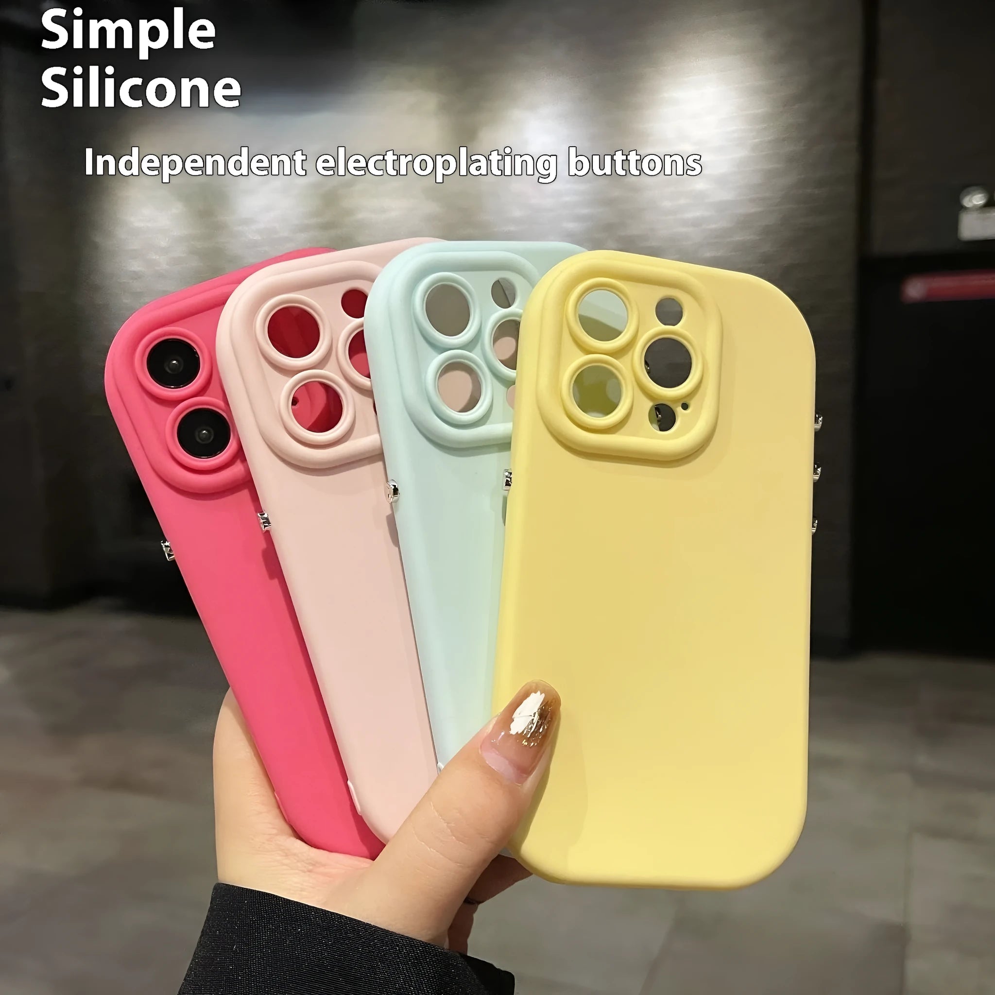 Electroplated solid colour silicone TPU drop-resistant protective phone case for iPhone models