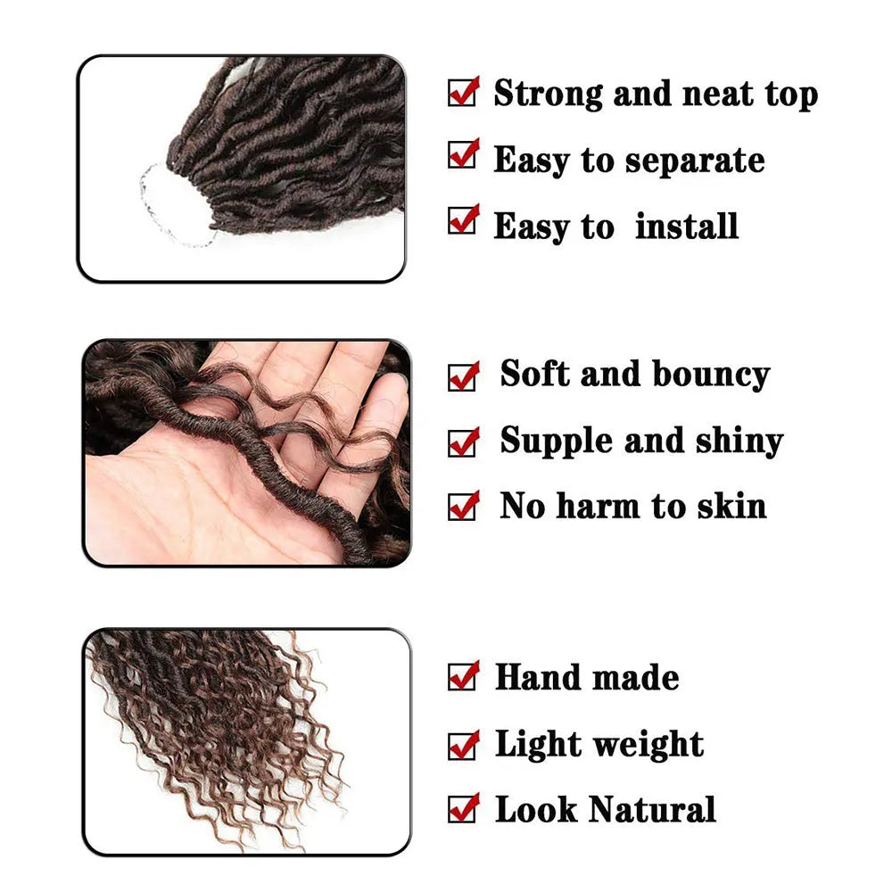 Crochet hair in dirty braid style, chemical fibre high temperature wire, 14in and 18in, colours 1B, 1B/27, 1B/30, 1B/Bug.