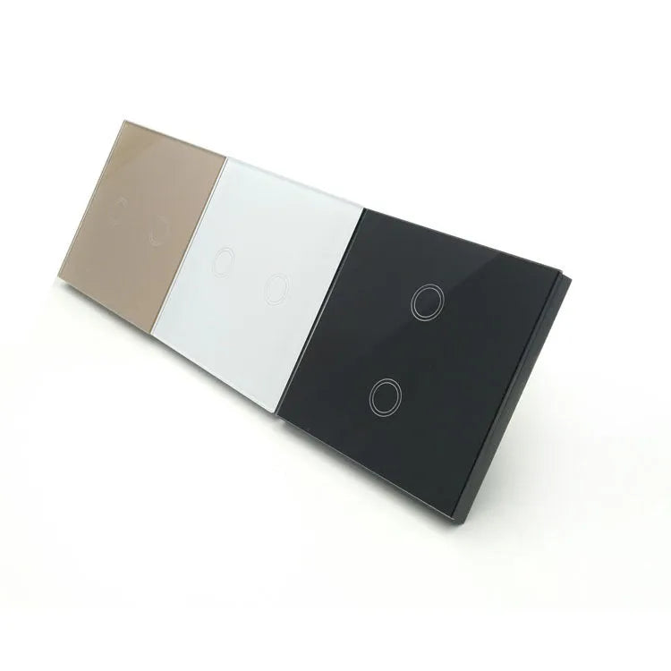 Tempered glass touch light switch in black, golden or white for 220V home lighting control