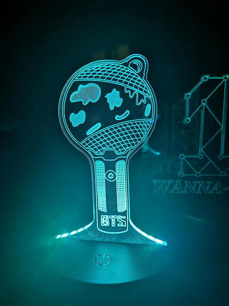 Clear acrylic display stand for a BTS light 101 tower gem collectible model.