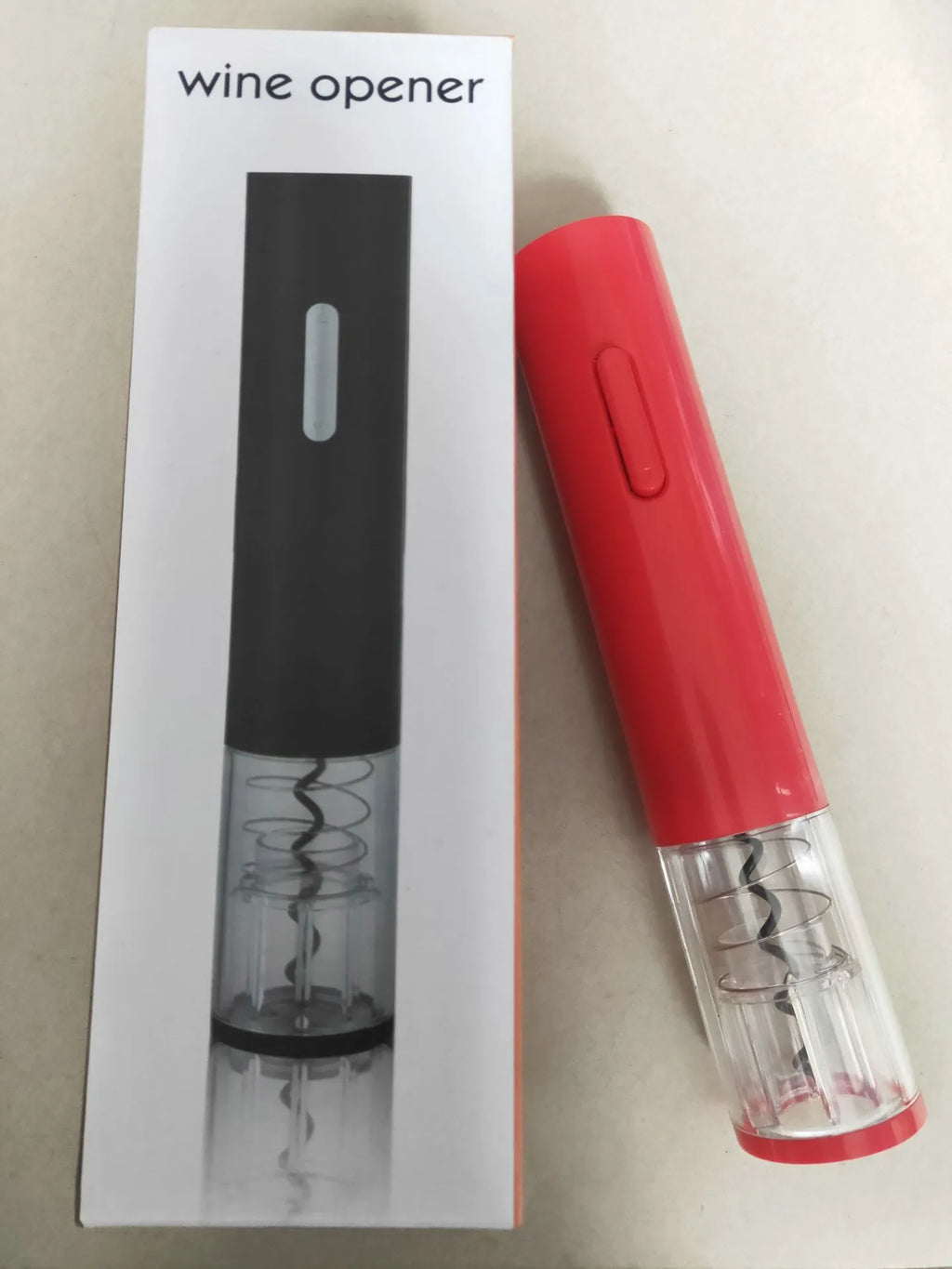 Automatic electric wine bottle opener with foil cutter in black, red, or white colours