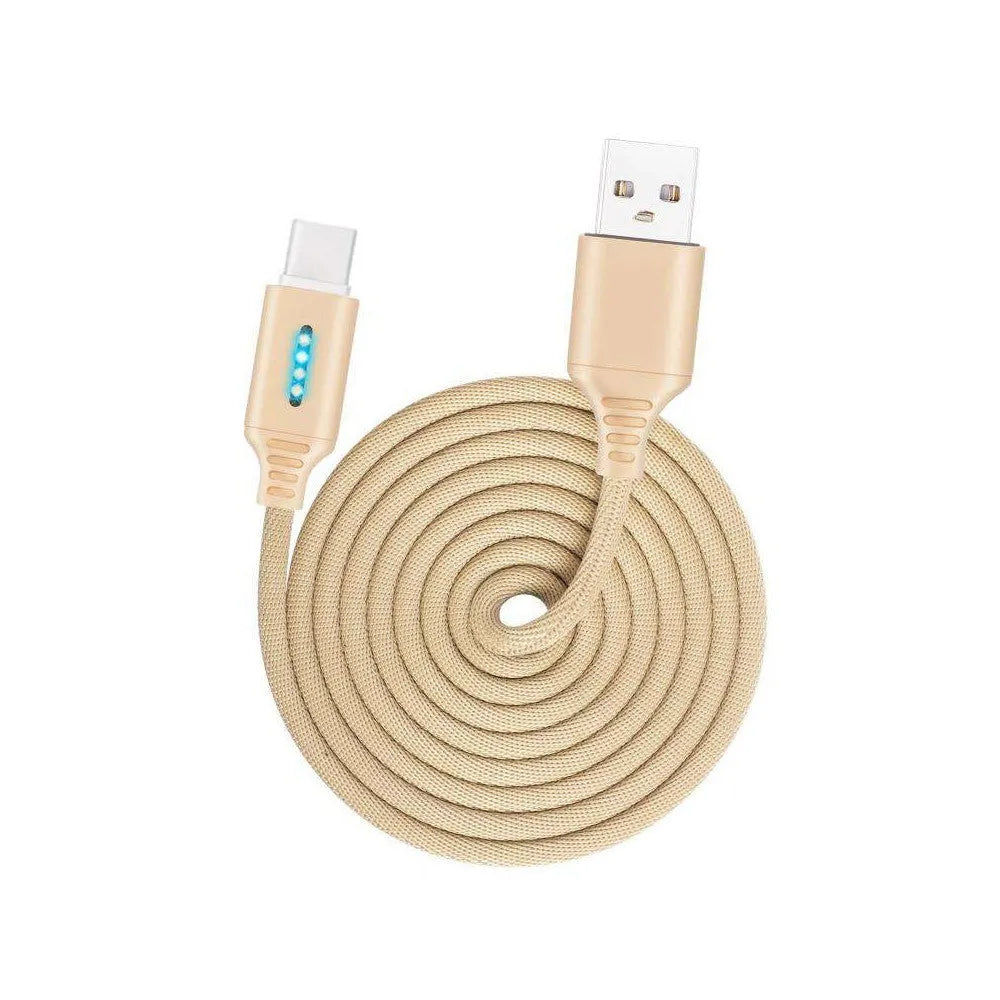 Fabric braided USB fast charging cable in 1 metre length for Android iPhone and Type-C devices