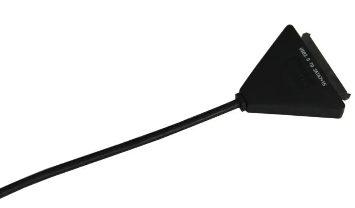 Black USB 3.0 to SATA 7+15 pin adapter cable with separate power connector for 2.5 and 3.5 inch hard drives.