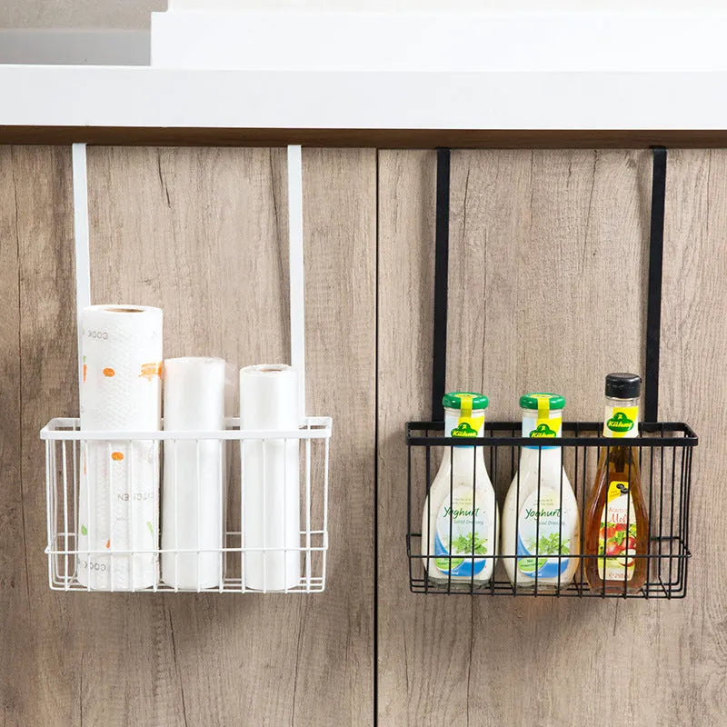 Metal kitchen hanging shelf in Nordic style, available in black or white, with no-punch installation