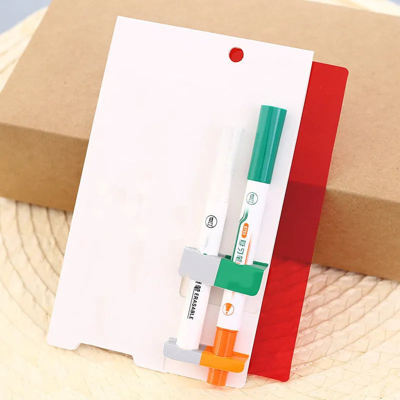 Green erasable highlighter pen and eraser set in card packaging