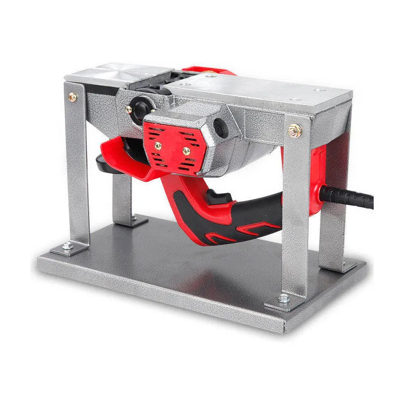 Black iron flip chip mounting bracket for a small electric planer, showing its 285mm length.