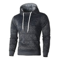 Mens dark grey rabbit fur hooded sweatshirt with character pattern from front view