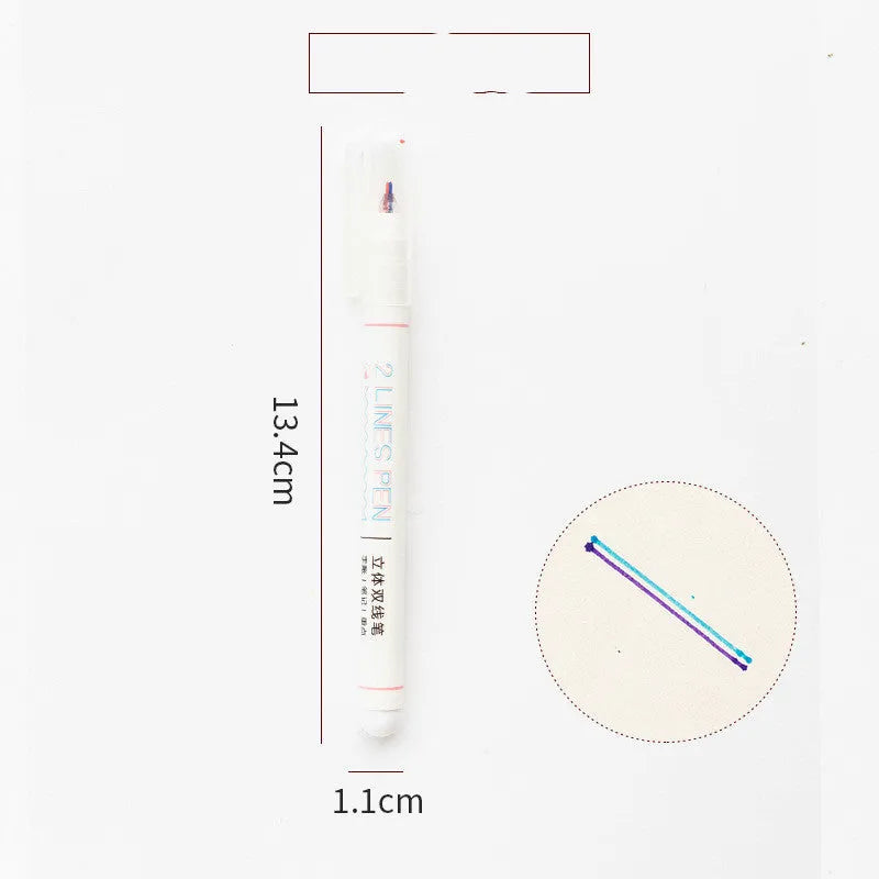 Two-colour hand account pen with 0.5mm tip and 13.4cm plastic body for student highlighting