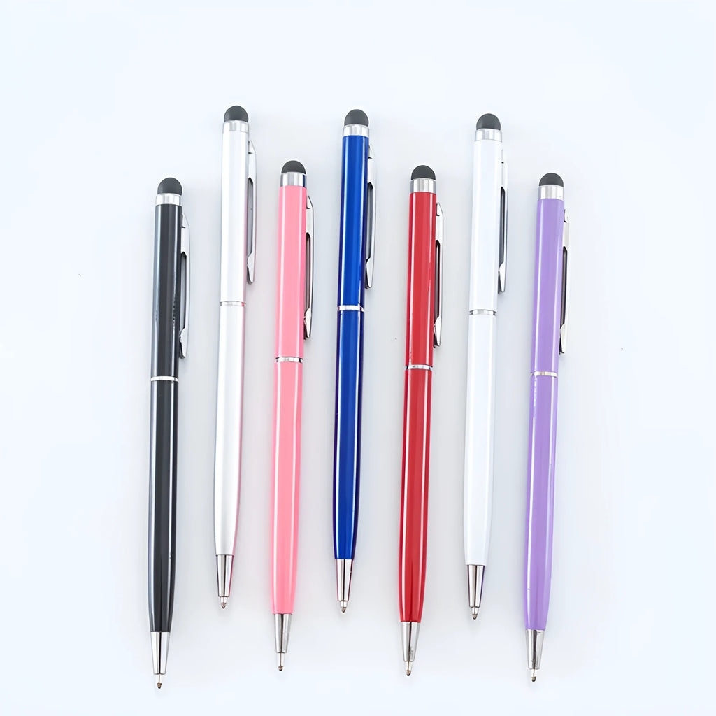 Metal capacitive touchscreen pen with rotating signature function in multiple colour options